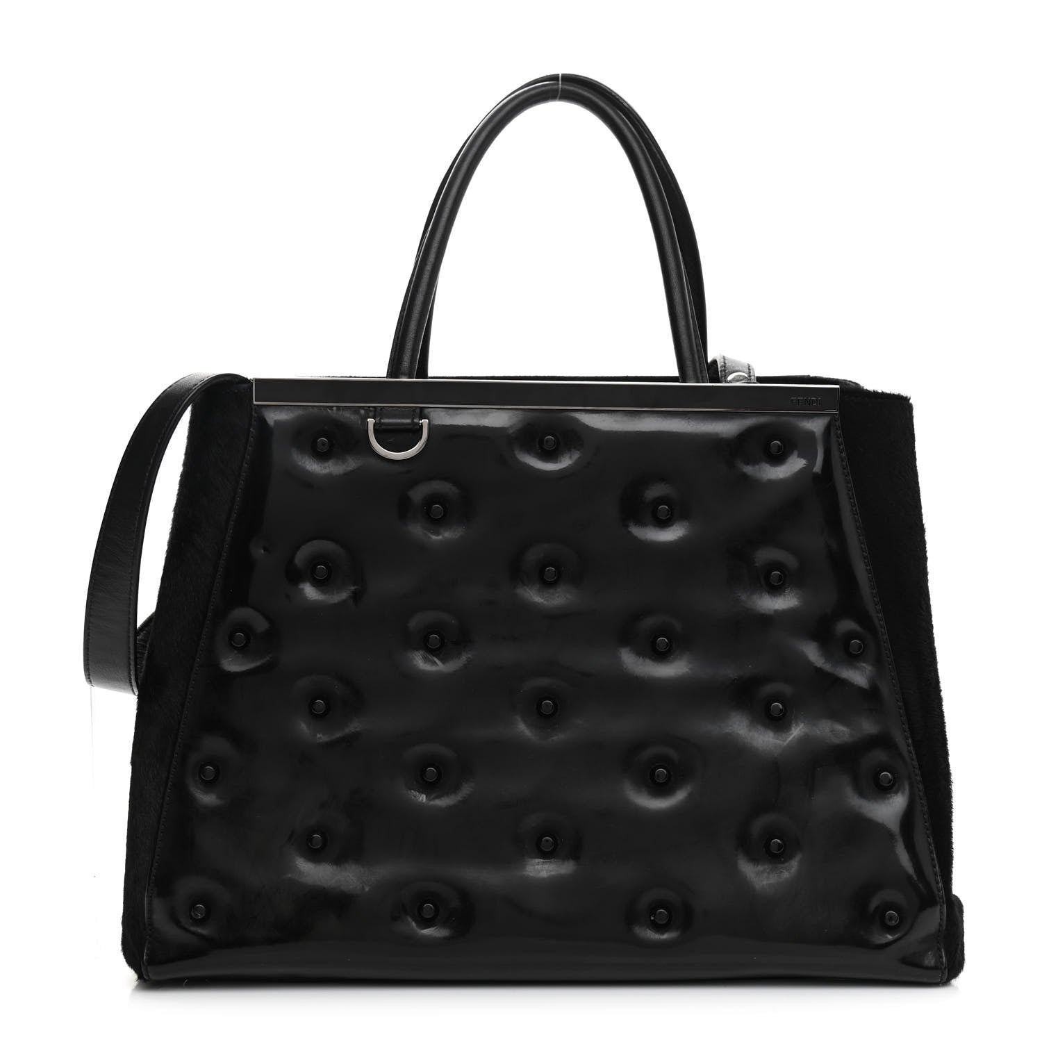 Fendi Patent Calf Hair Studded Regular 2Jours Tote Black 1 of 13