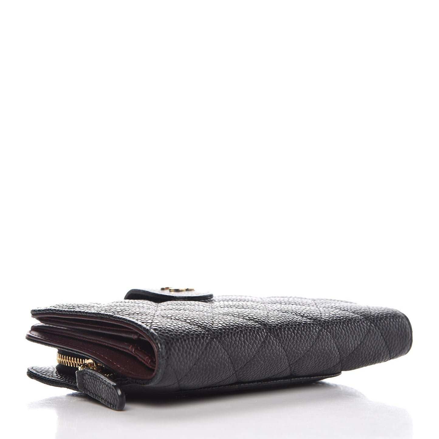Caviar Quilted Zipped Pocket Wallet Black