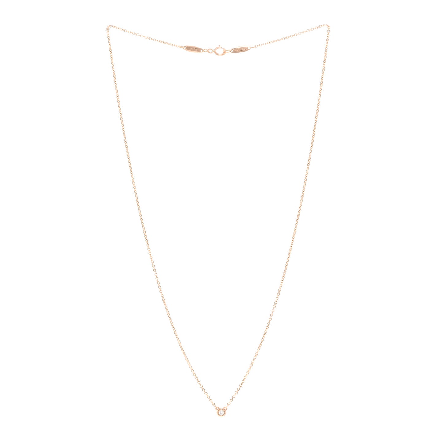 18K Rose Gold Diamond .03ct Elsa Peretti Diamonds by the Yard Pendant Necklace