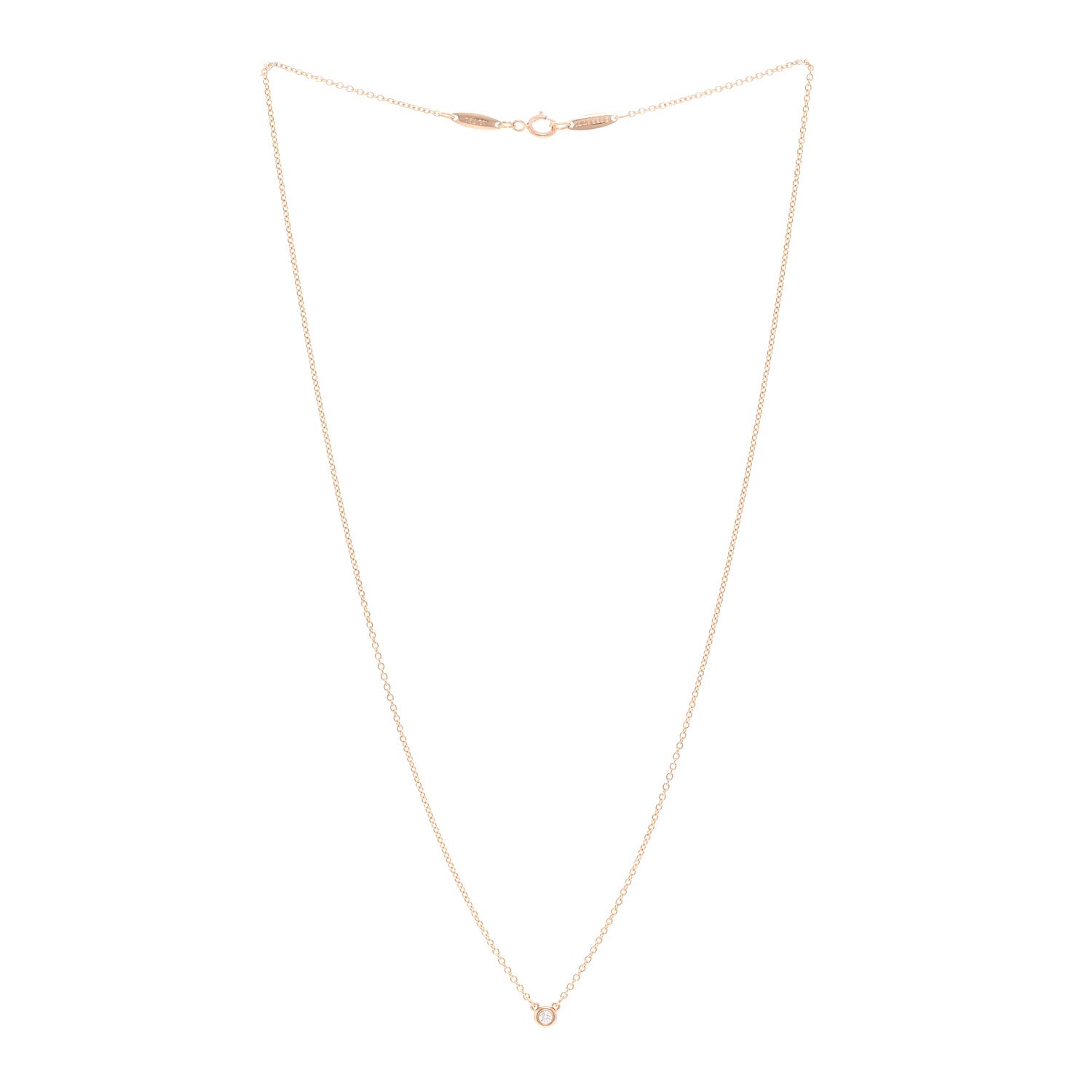 Tiffany 18K Rose Gold Diamond .03ct Elsa Peretti Diamonds by the Yard Pendant Necklace 3 of 4