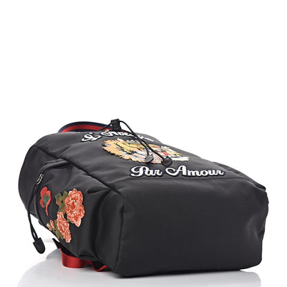 Gucci Techno Canvas Web L'Aveugle Par Amour Embroidered Drawstring Backpack Black 4 of 10