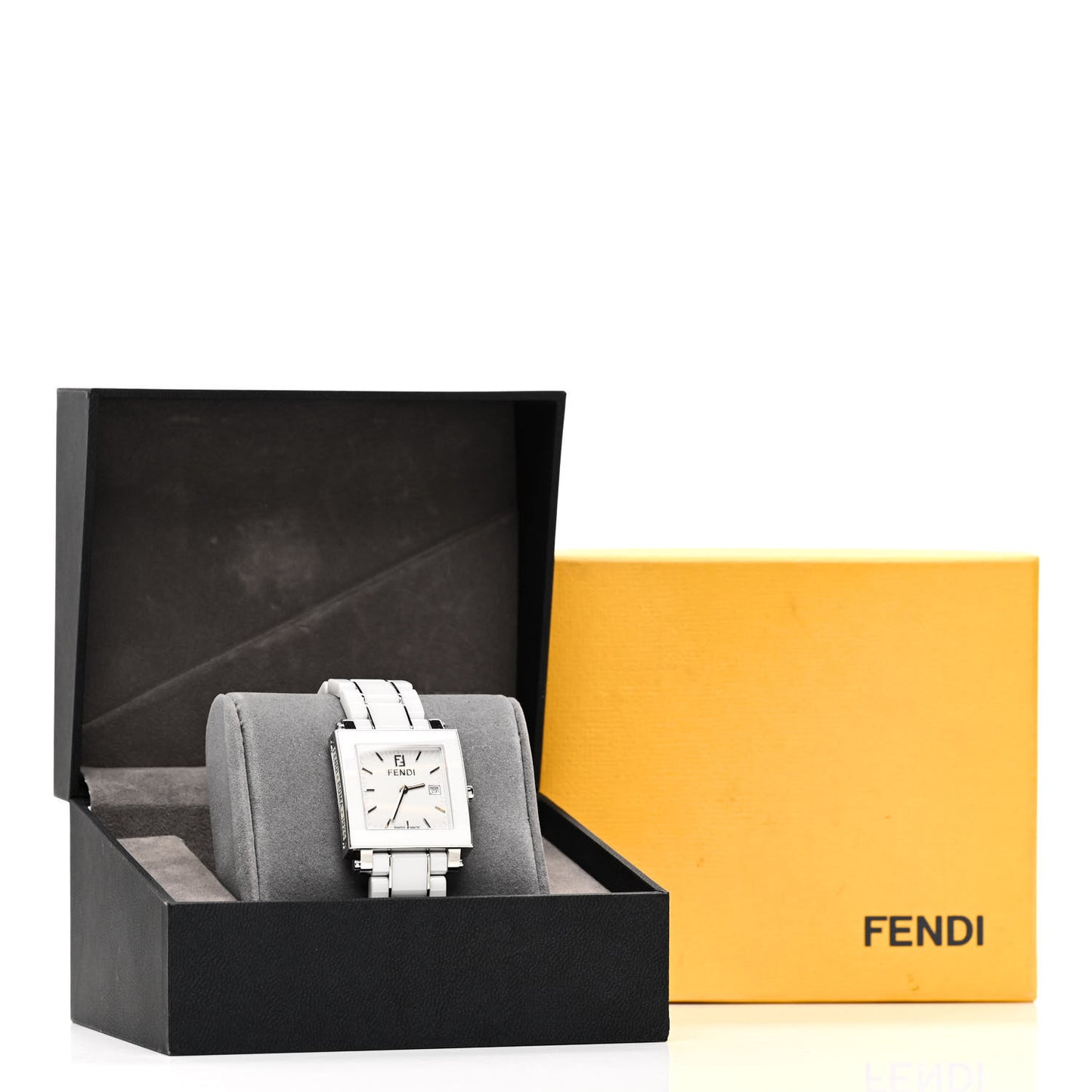 Stainless Steel Ceramic 30mm Quadro Quartz Watch White