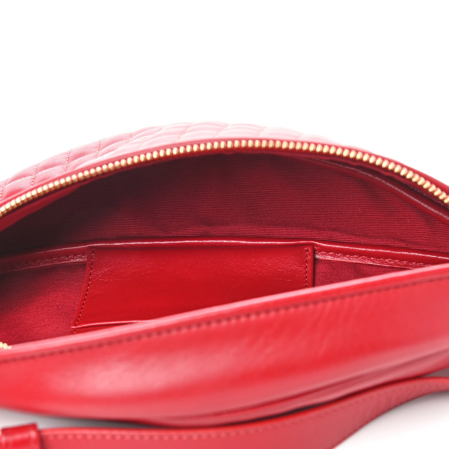Calfskin Quilted C Charm Belt Bag Red