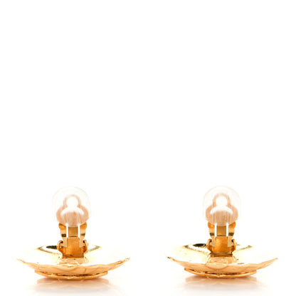 Chanel Metal Quilted CC Round Clip On Earrings Gold 3 of 6