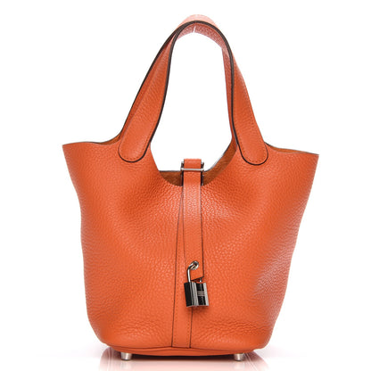 Hermes Taurillon Clemence Picotin Lock 18 PM Orange 1 of 8