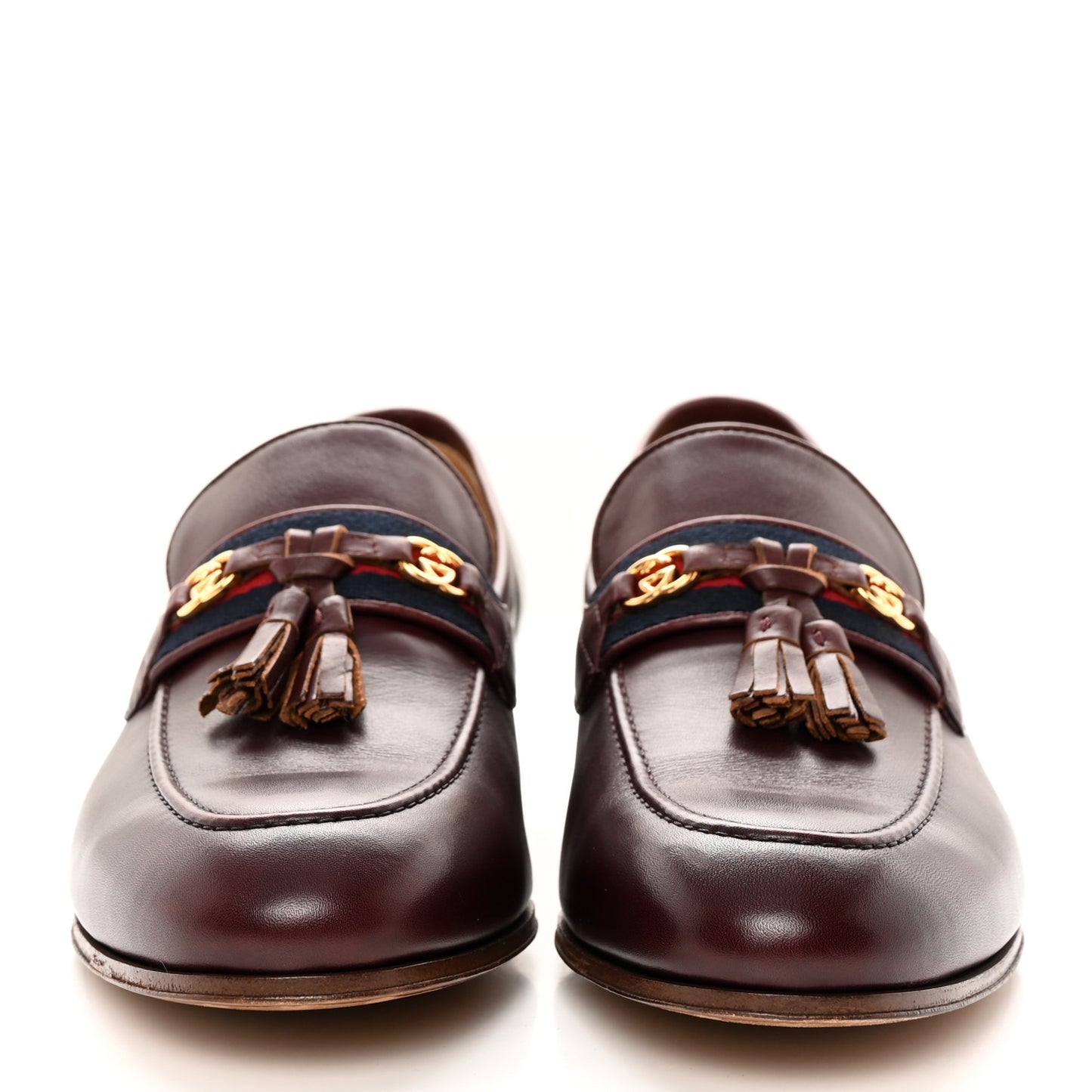 Calfskin Web Interlocking G Mens Tassel Loafers 7 Ruby Bordeaux