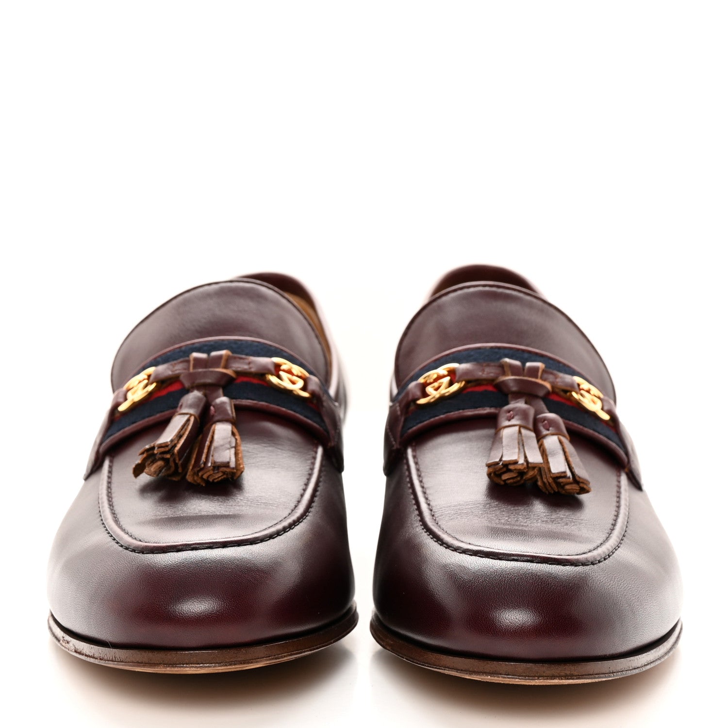 Gucci Calfskin Web Interlocking G Mens Tassel Loafers 7 Ruby Bordeaux 2 of 17
