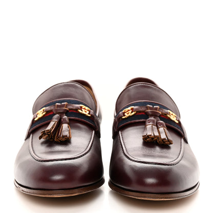 Gucci Calfskin Web Interlocking G Mens Tassel Loafers 7 Ruby Bordeaux 2 of 17