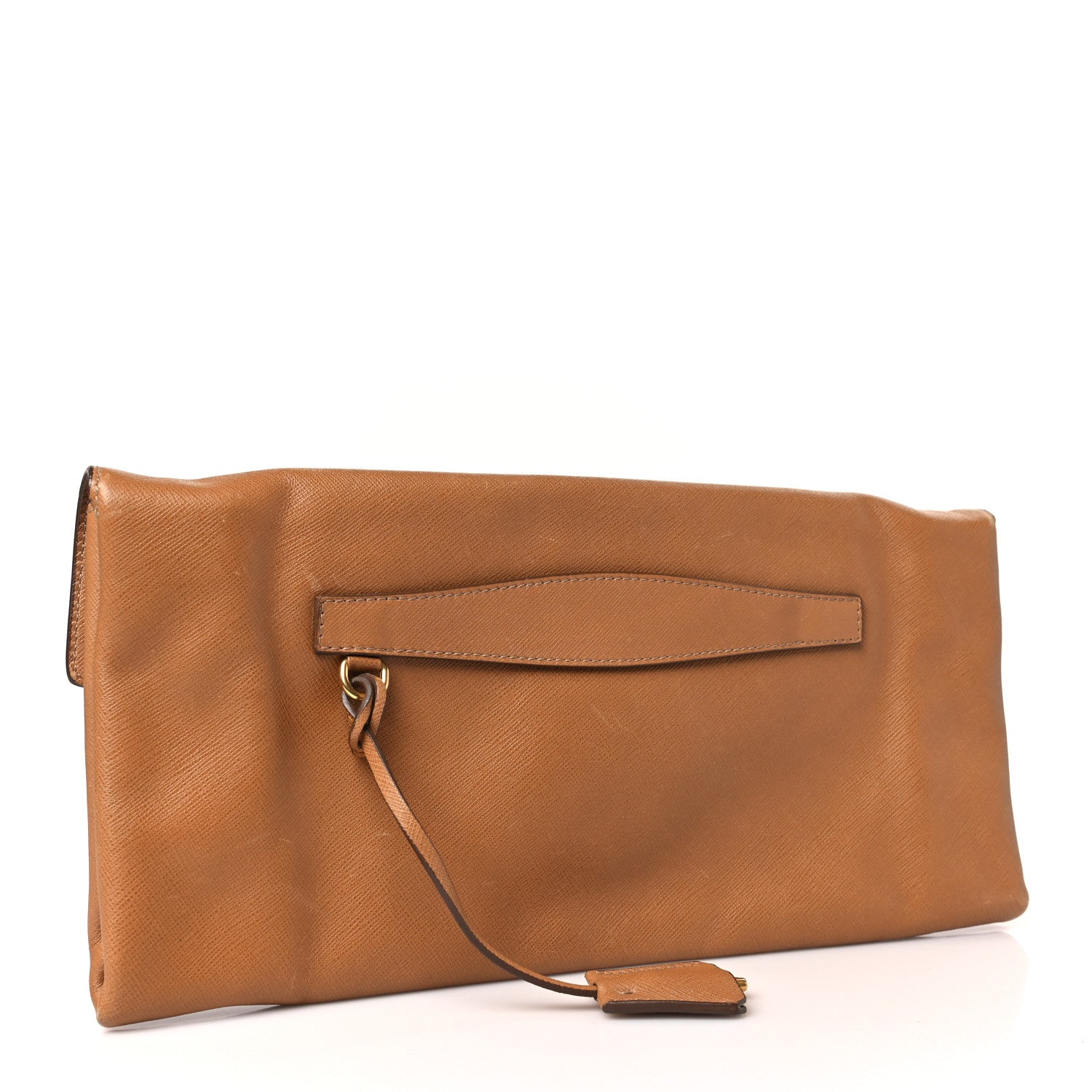 Prada Saffiano Flap Clutch Caramel 3 of 10