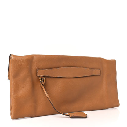 Prada Saffiano Flap Clutch Caramel 3 of 10
