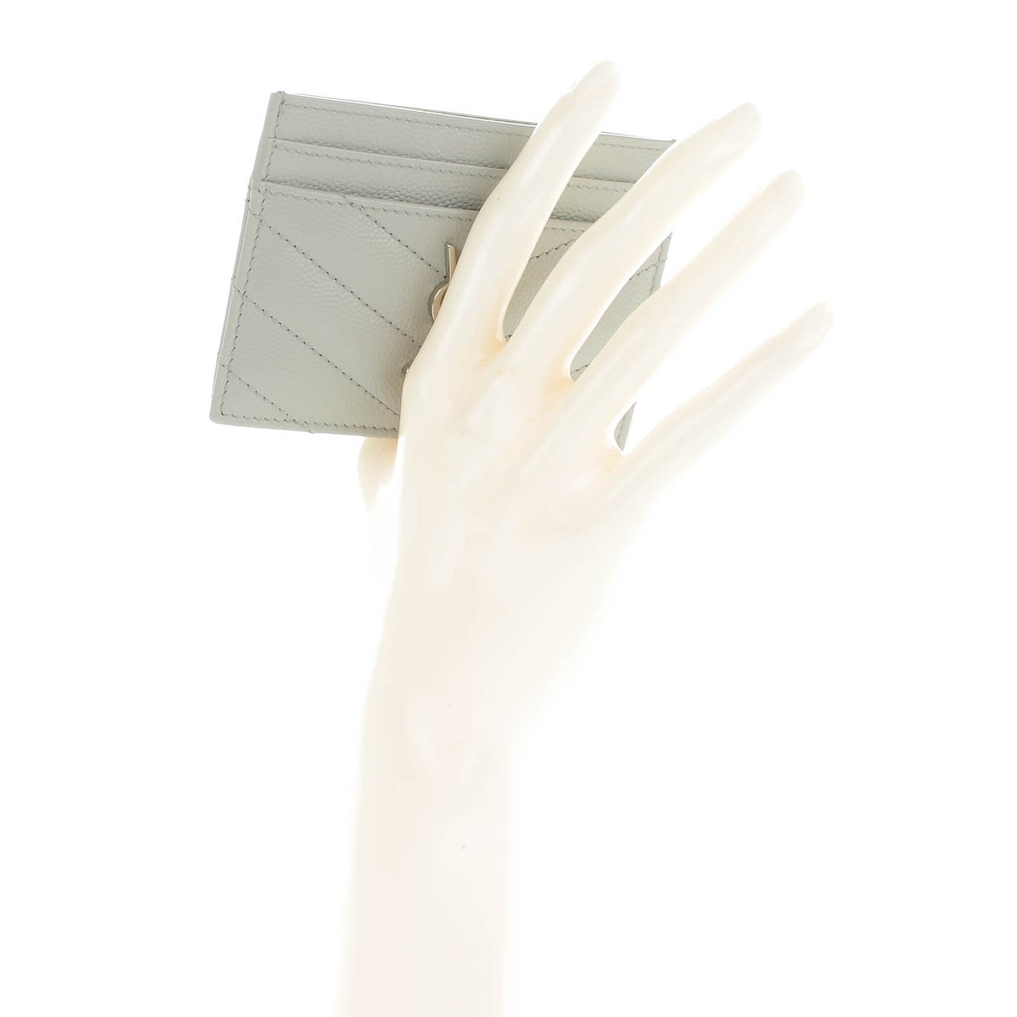 Grain De Poudre Matelasse Chevron Card Case Light Grey