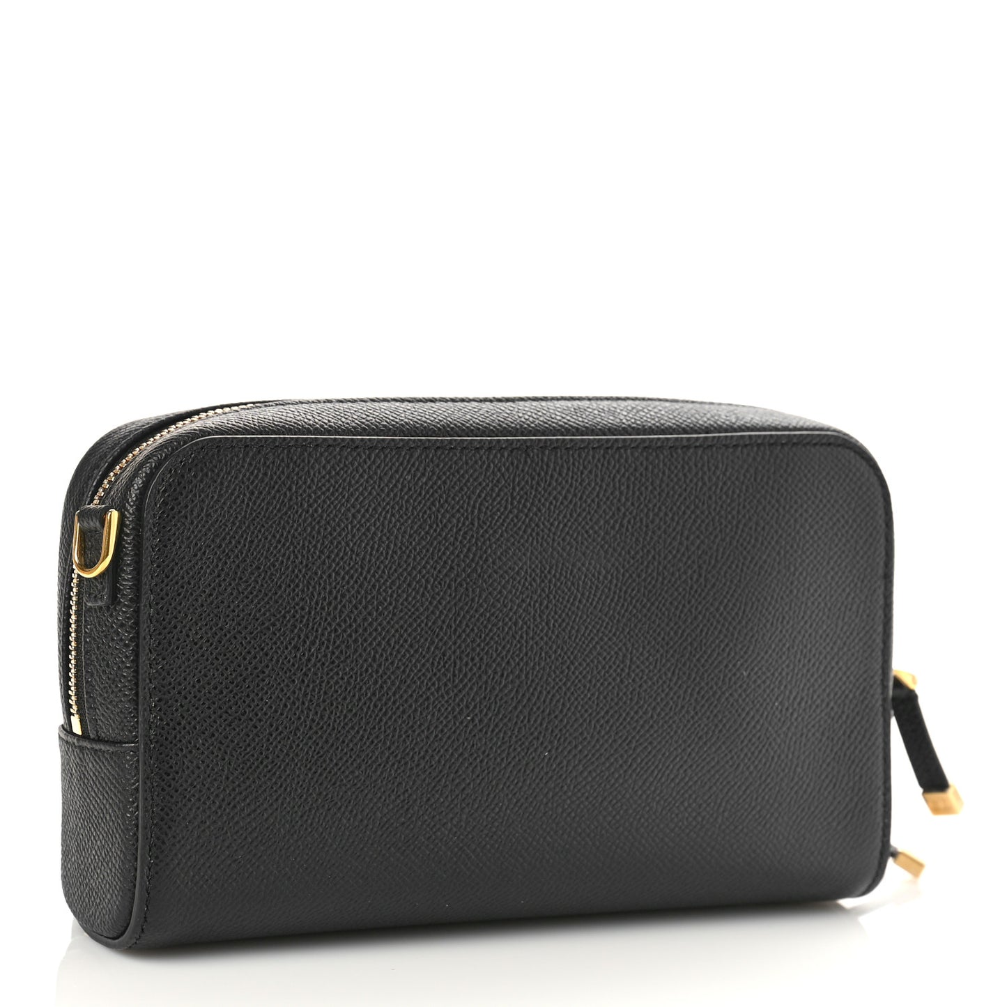 Grained Calfskin Caro Double Pouch Black