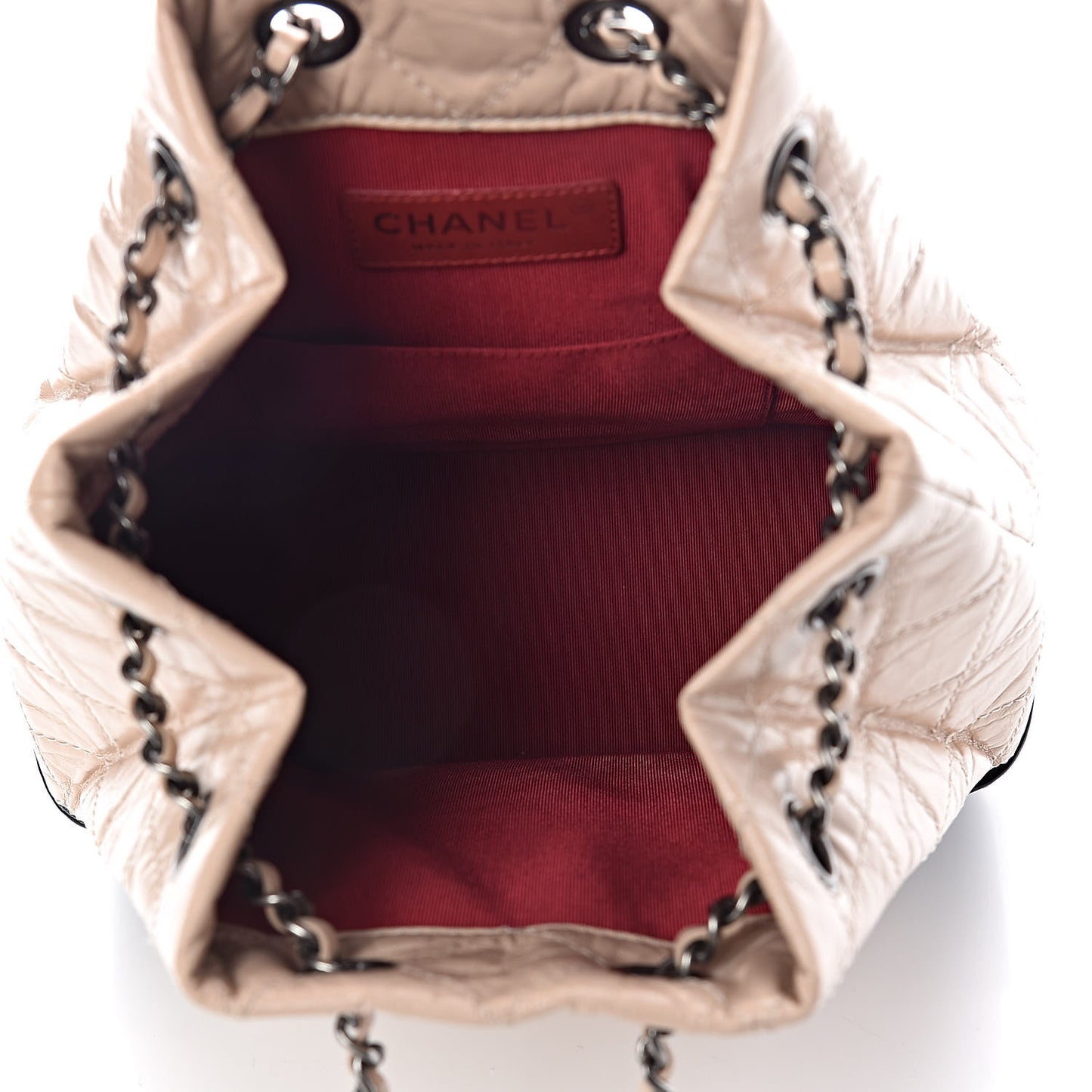 Aged Calfskin Quilted Small Gabrielle Backpack Beige Black