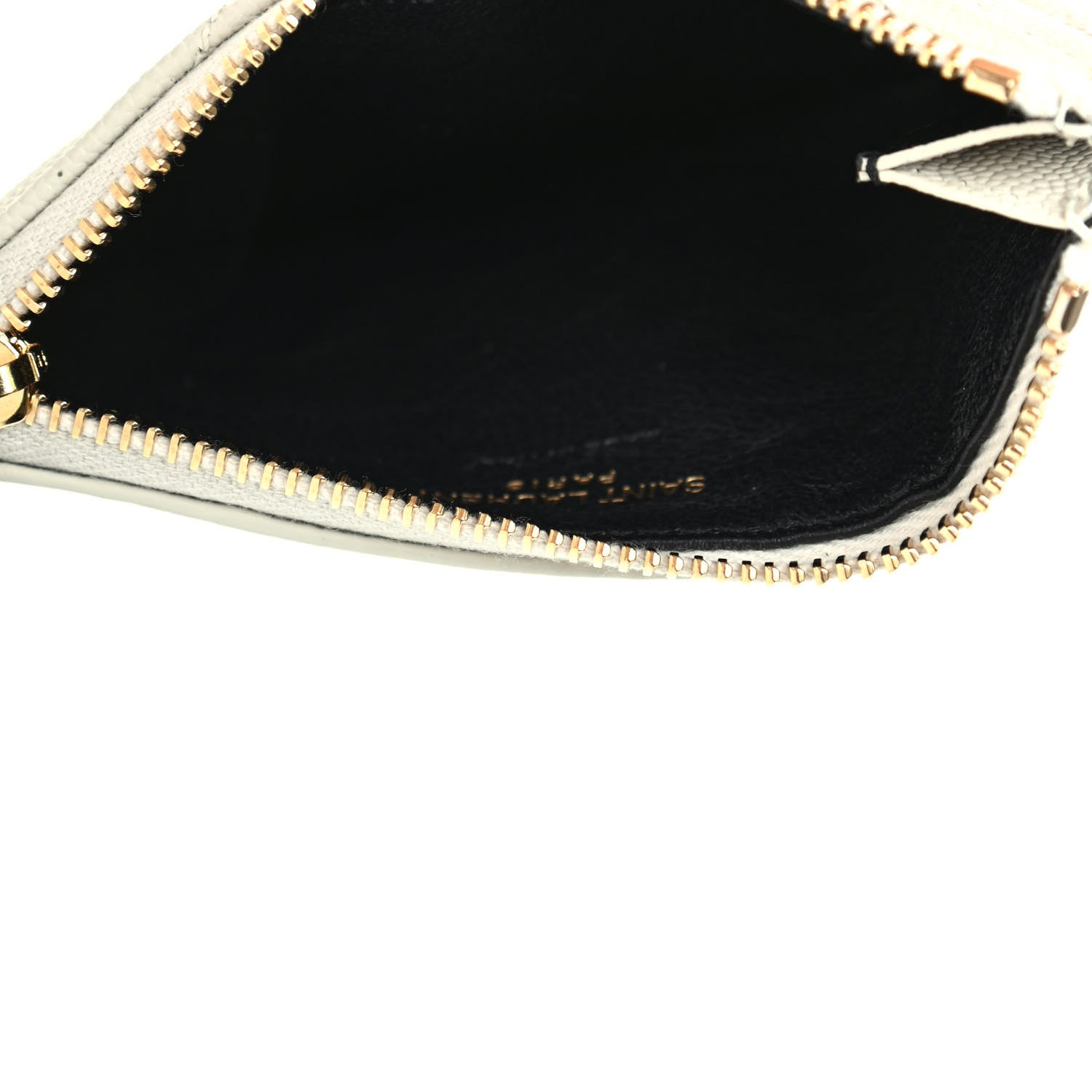 Saint Laurent Grain De Poudre Matelasse Chevron Monogram Fragments Zippered Card Case Crema Soft 7 of 7