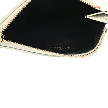 Saint Laurent Grain De Poudre Matelasse Chevron Monogram Fragments Zippered Card Case Crema Soft 7 of 7
