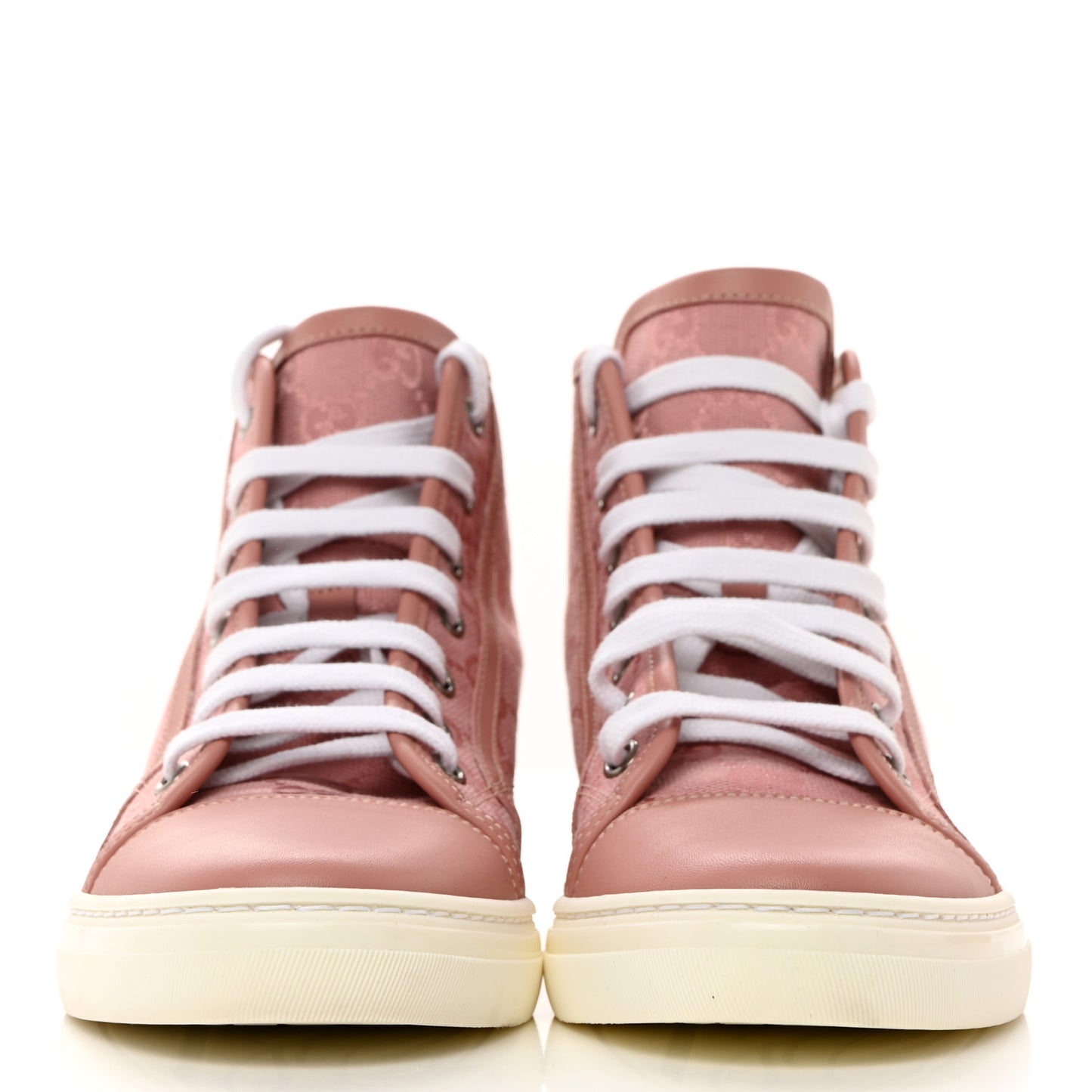 Monogram Womens High Top Sneakers 36.5 Pink Soft Pink