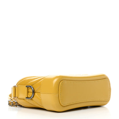 Chanel Aged Calfskin Chevron Quilted Small Gabrielle Hobo Yellow 3 of 4