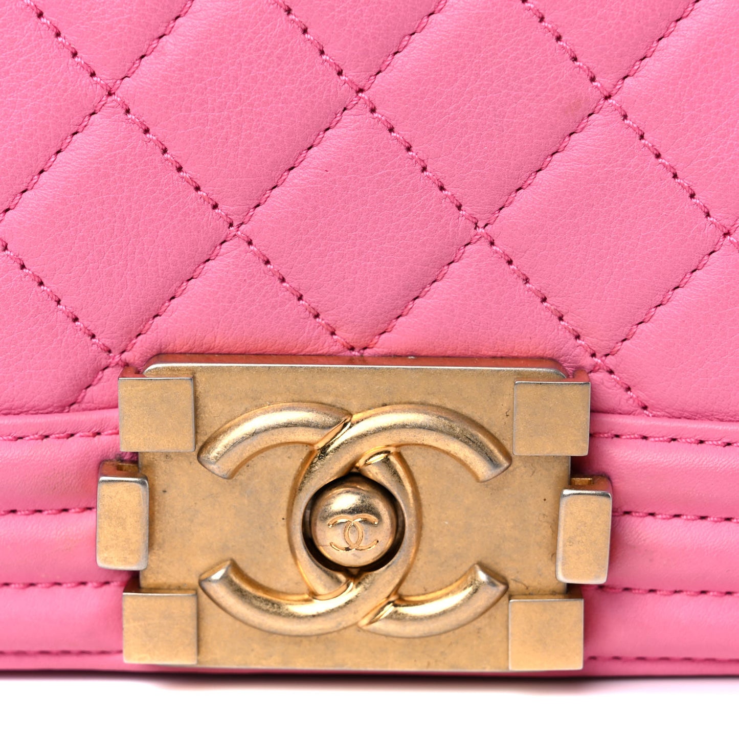 Calfskin Quilted Small Boy Flap Pink