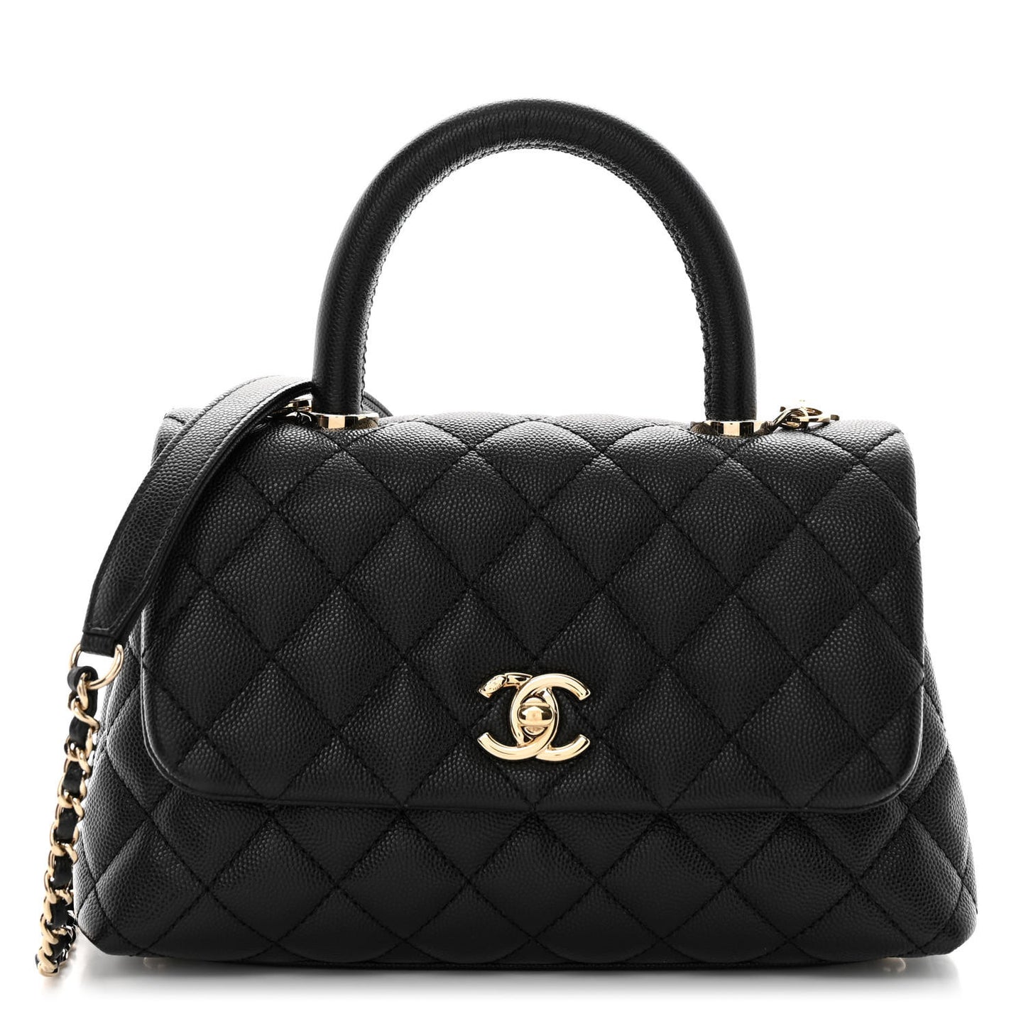 Caviar Quilted Mini Coco Handle Flap Black