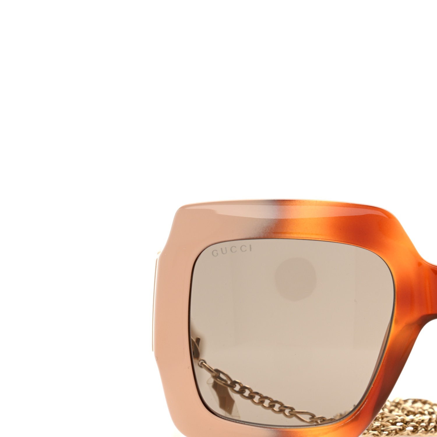 Gucci Acetate Square Frame Chain Sunglasses GG1022S Brown 8 of 8