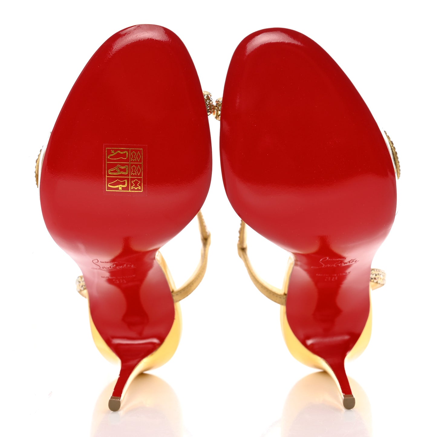 Metallic Nappa Embossed Crystal Rosalie 100 Sandals 38 Gold
