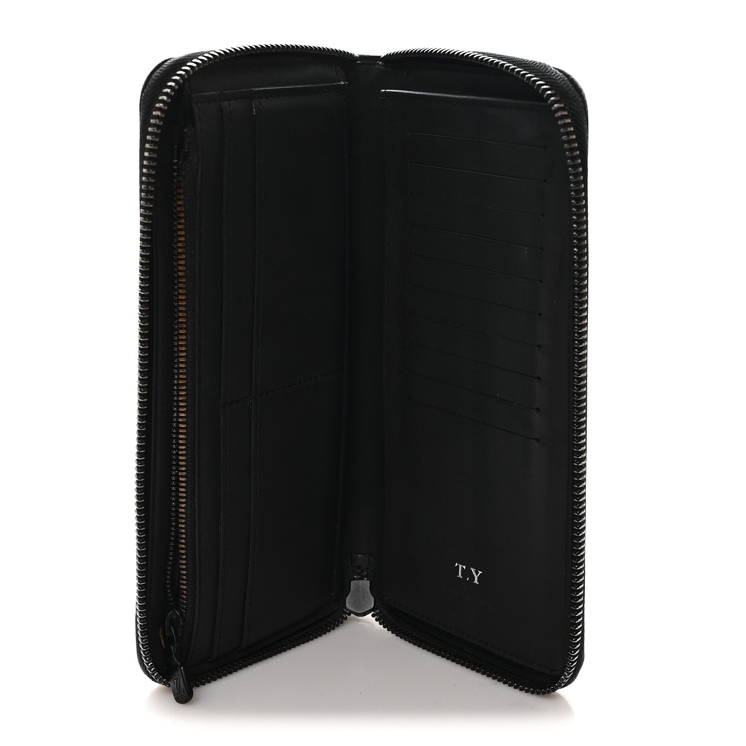 Louis Vuitton Calfskin Monogram Shadow Vertical Zippy Wallet Black 5 of 8