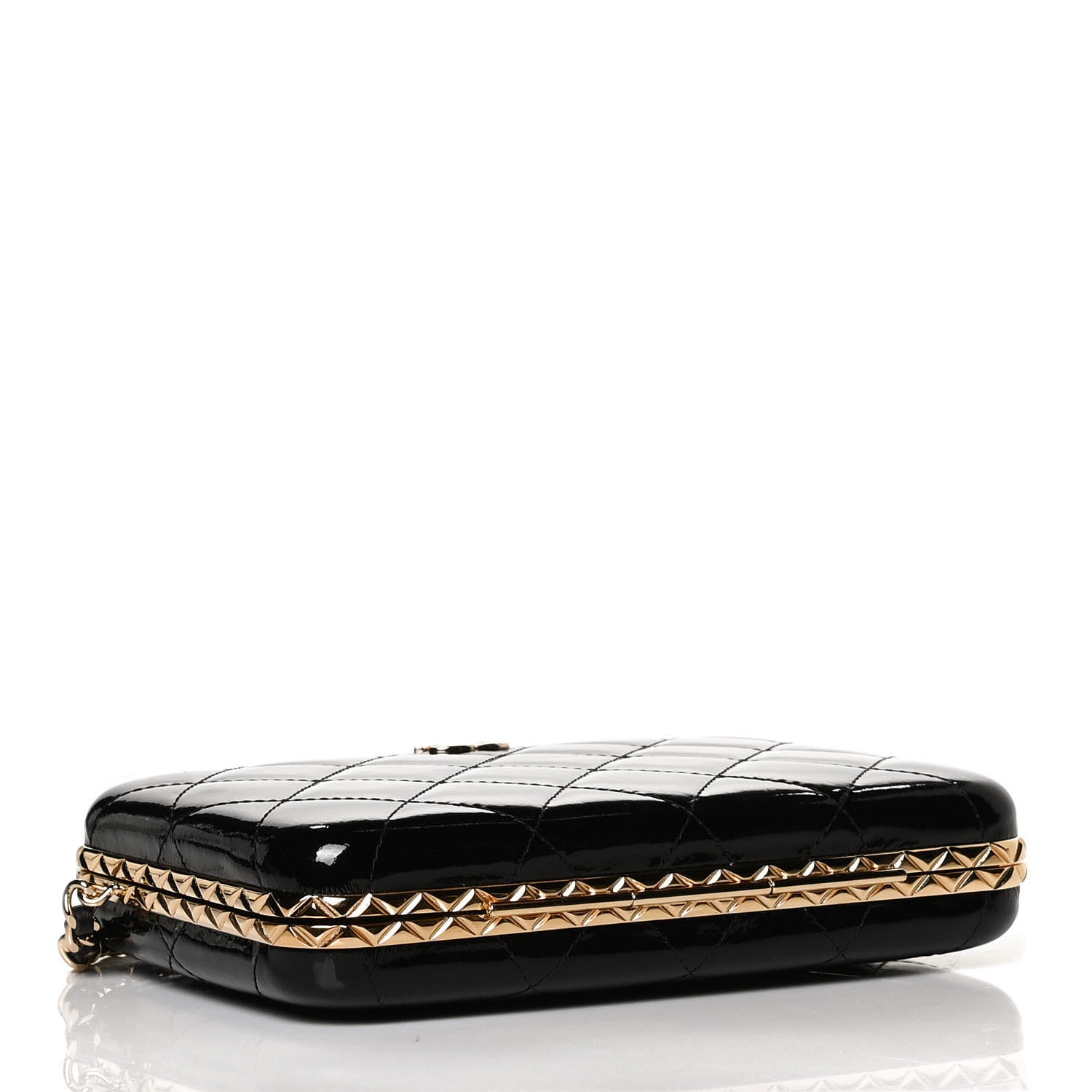 Chanel Glazed Goatskin Quilted Box With Chain Black 3 of 9