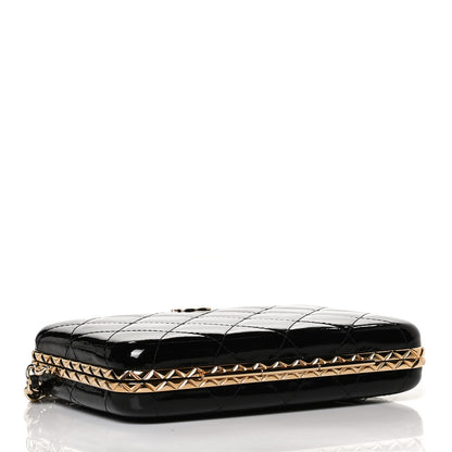 Chanel Glazed Goatskin Quilted Box With Chain Black 3 of 9