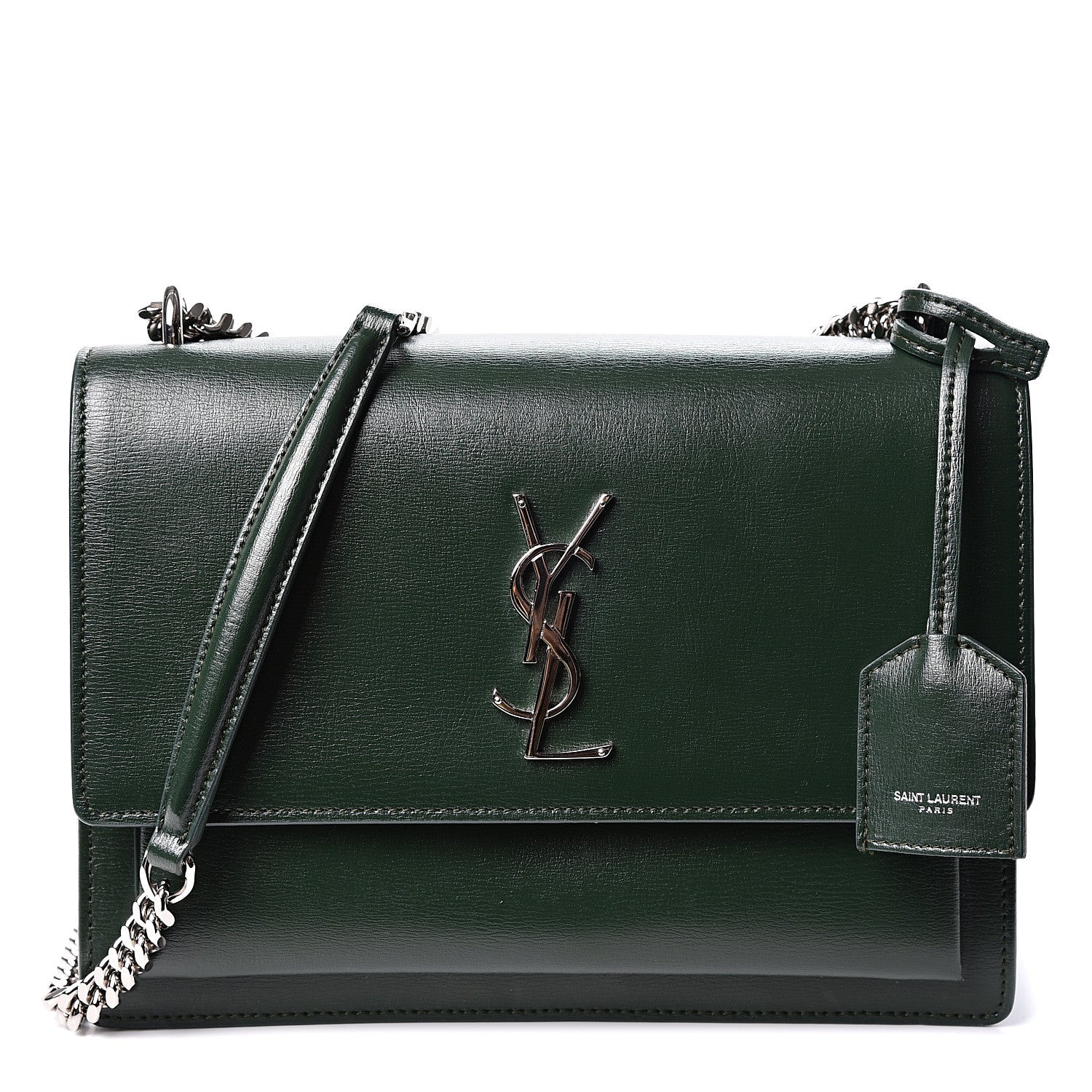 Saint Laurent Calfskin Medium Monogram Sunset Dark Green 1 of 9