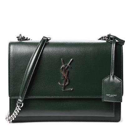 Saint Laurent Calfskin Medium Monogram Sunset Dark Green 1 of 9