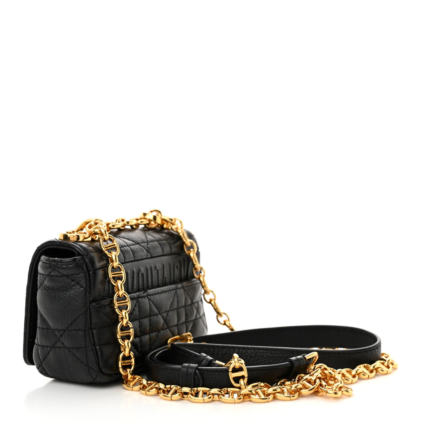 Supple Calfskin Cannage Micro Caro Bag Black