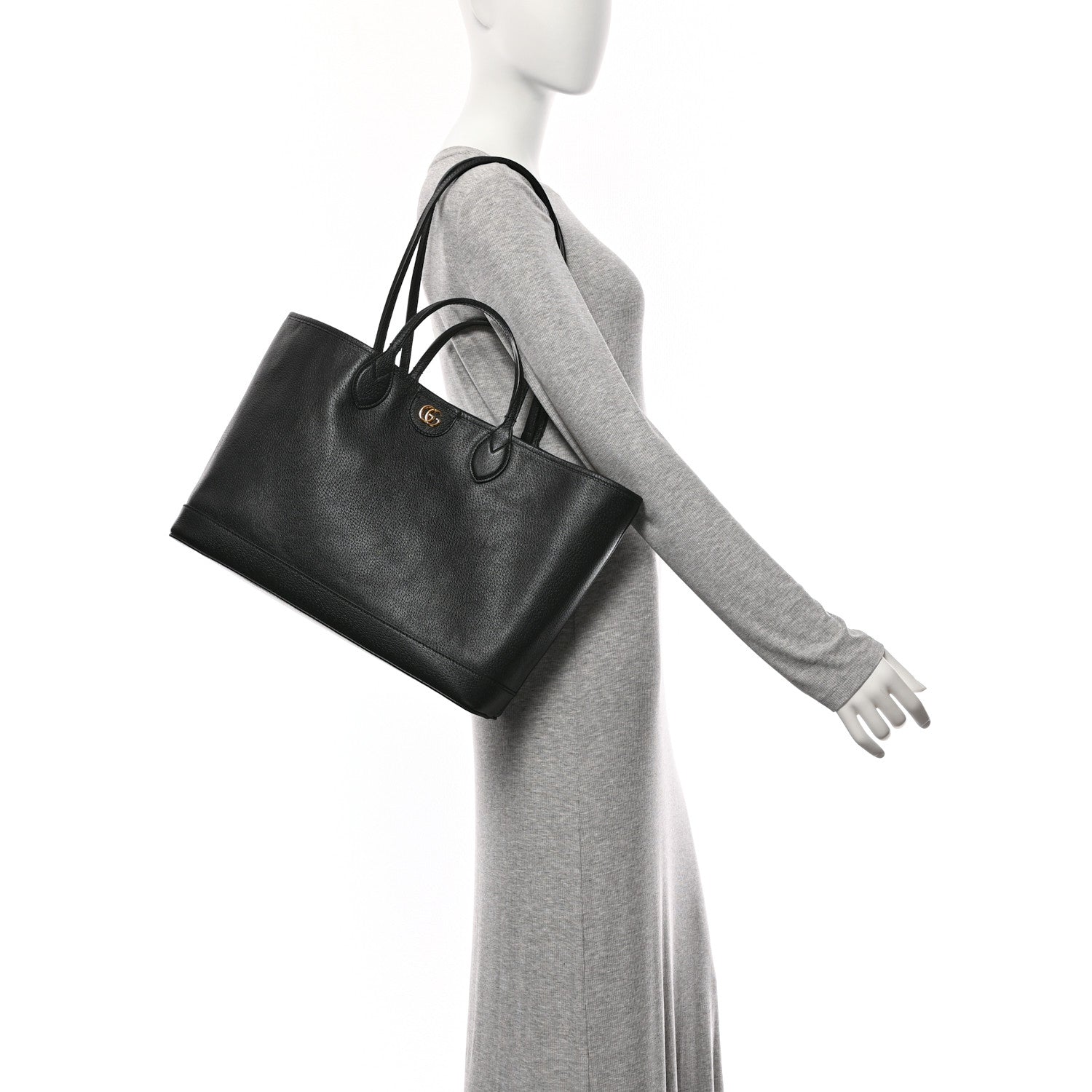 Gucci Textured Dollar Calfskin Medium Ophidia Shoulder Tote Bag Black 2 of 11