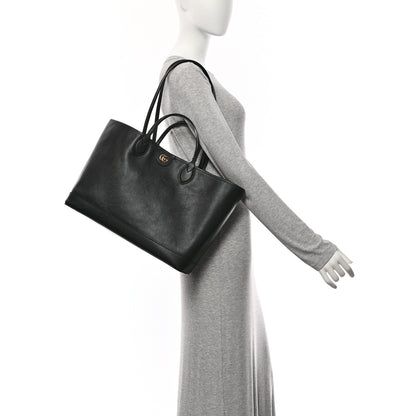 Gucci Textured Dollar Calfskin Medium Ophidia Shoulder Tote Bag Black 2 of 11