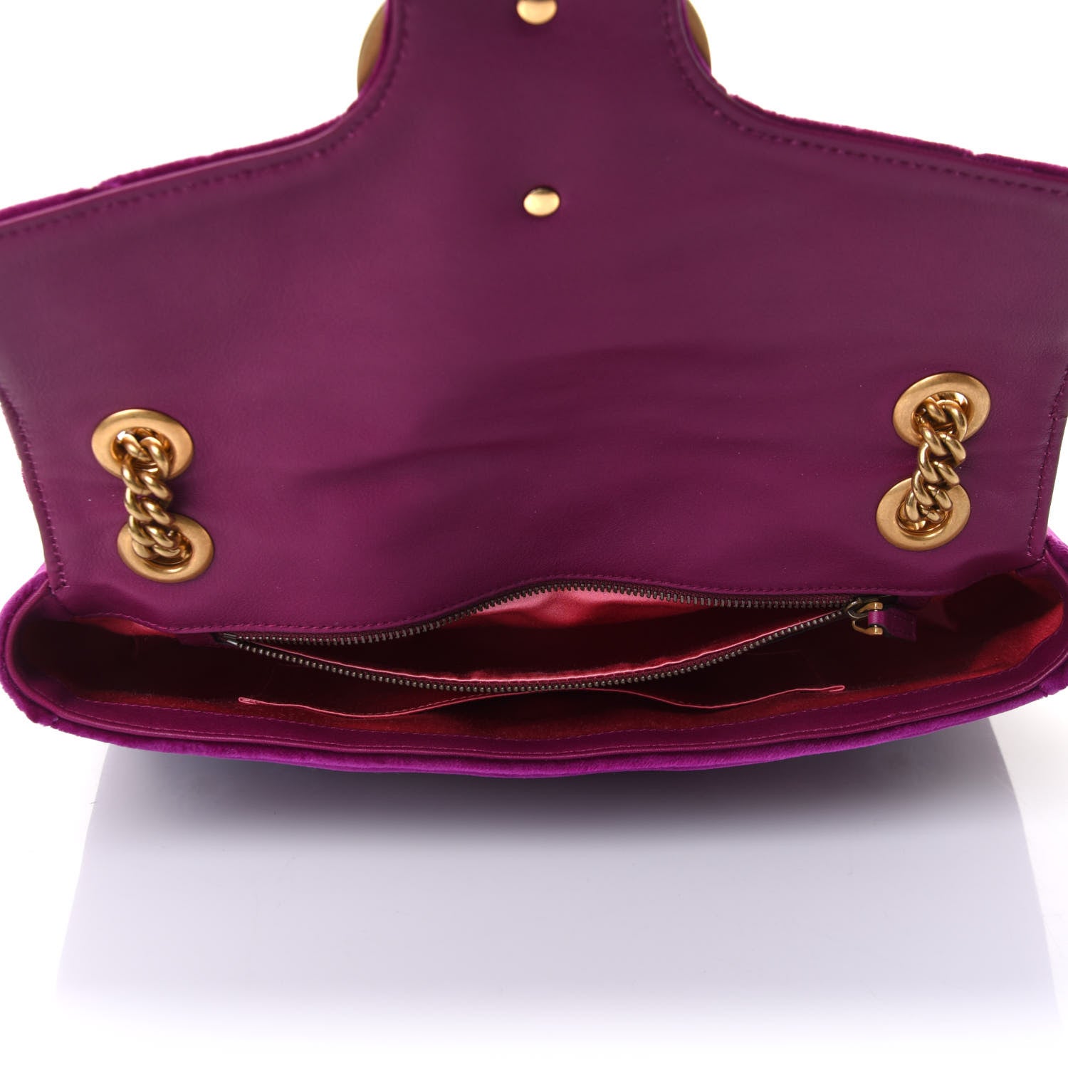 Gucci Velvet Matelasse Loved Embroidered Medium GG Marmont Shoulder Bag Fuchsia Violet Cyclamen 5 of 14