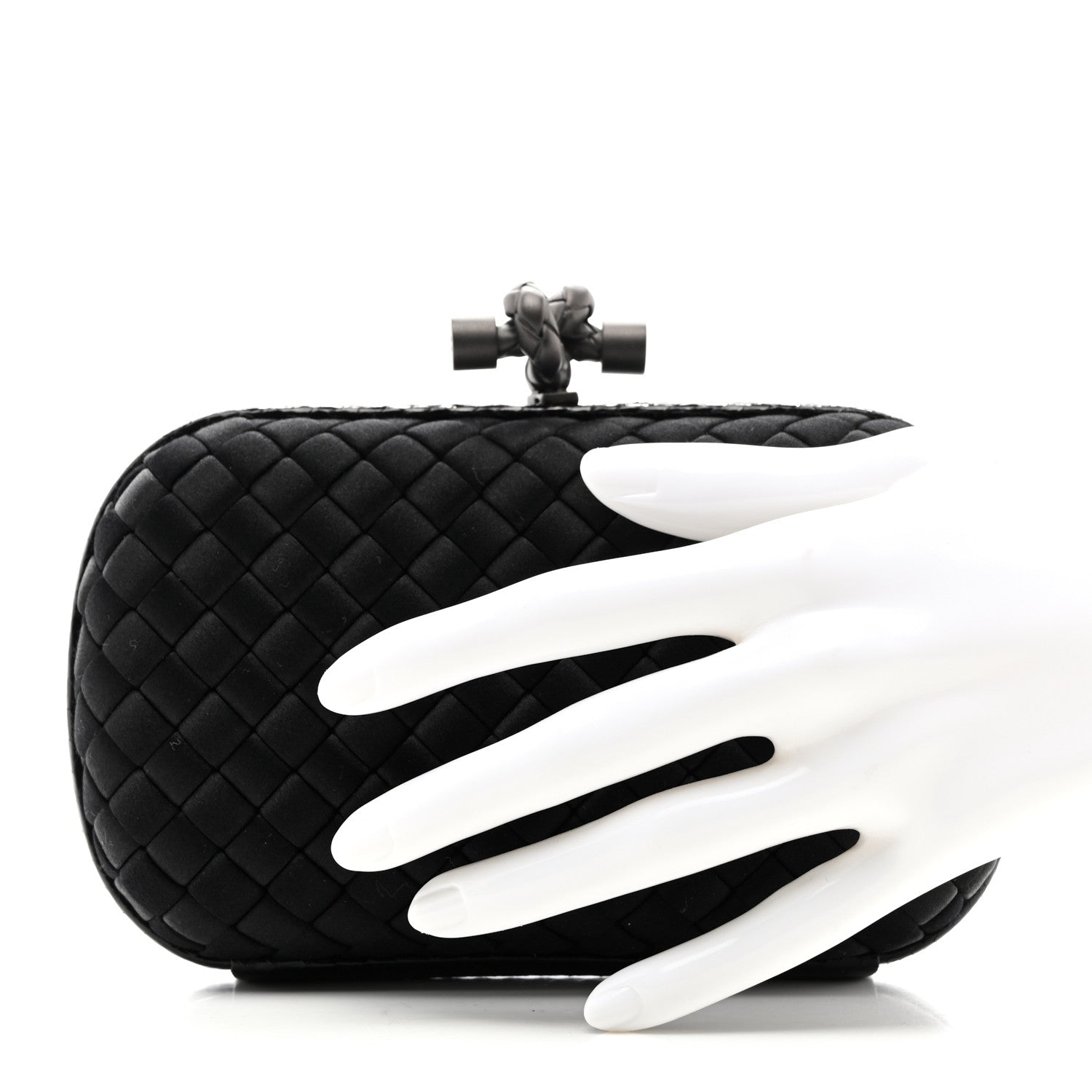 Bottega Veneta Satin Intreccio Impero Ayers Knot Clutch Black 2 of 10