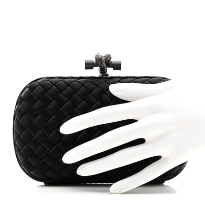 Bottega Veneta Satin Intreccio Impero Ayers Knot Clutch Black 2 of 10