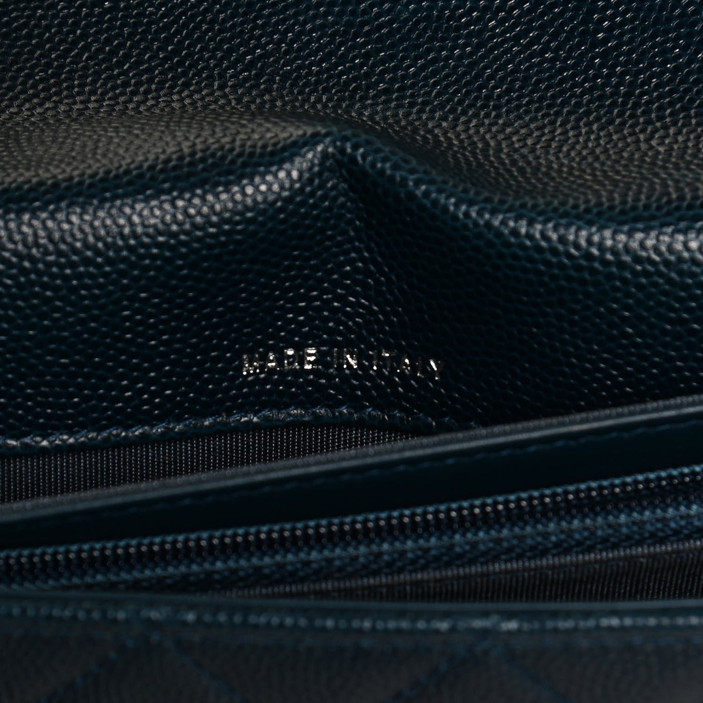Caviar Quilted Wallet on Removable Chain Navy