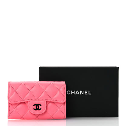 Chanel Lambskin Quilted Flap Card Holder Wallet Pink 12 of 12
