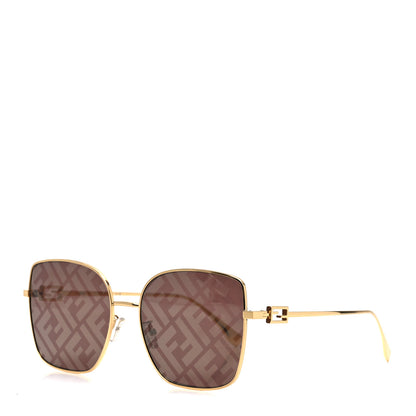 Fendi Metal Baguette Square Sunglasses FE40013U Gold Brown 1 of 7