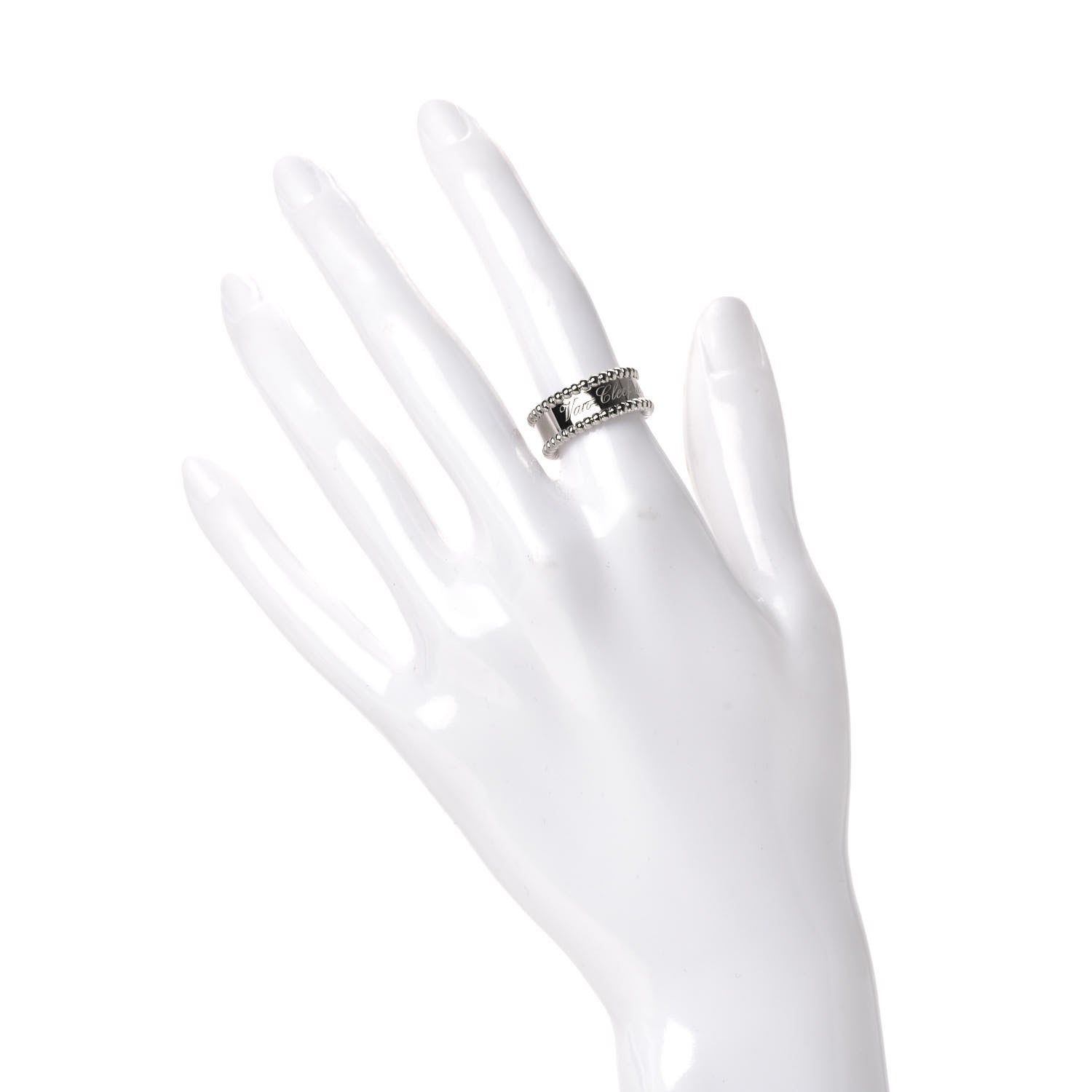 Van Cleef & Arpels 18K White Gold Perlee Signature Ring 50 5.25 2 of 5