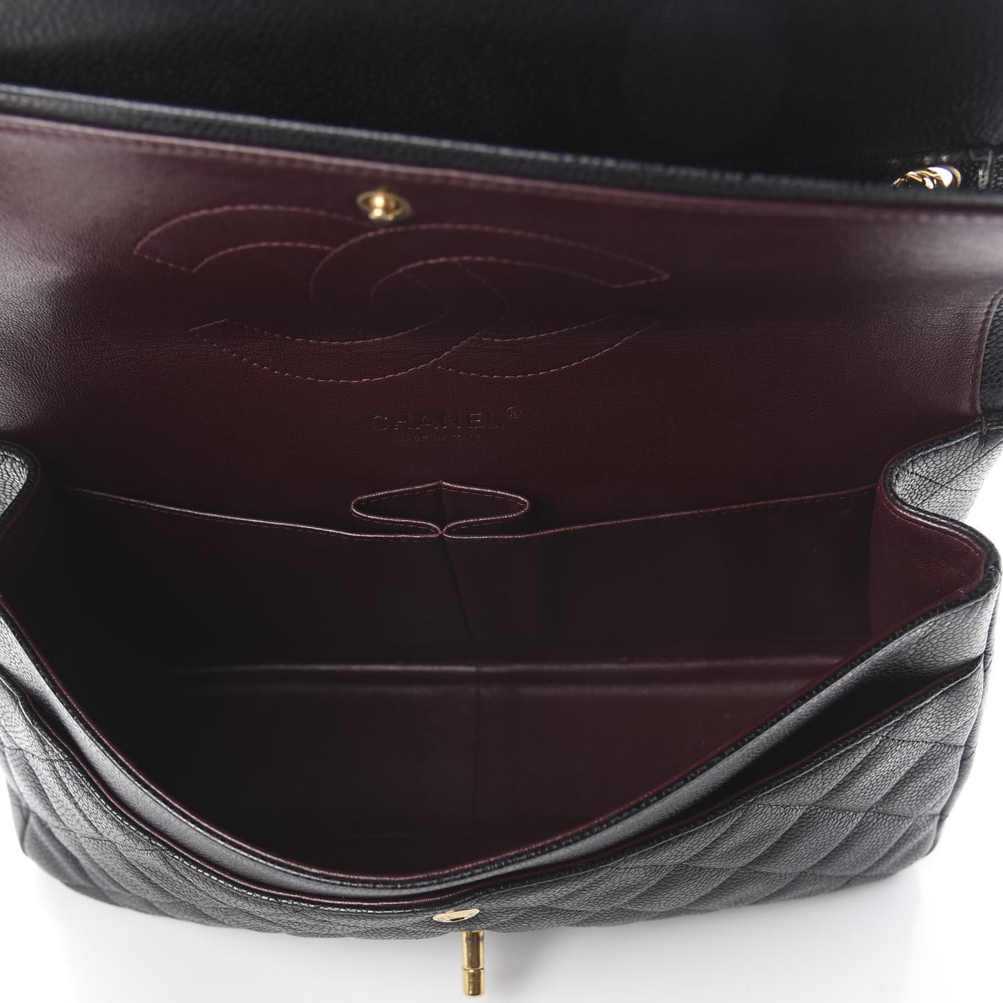 Caviar Quilted Jumbo Double Flap Black