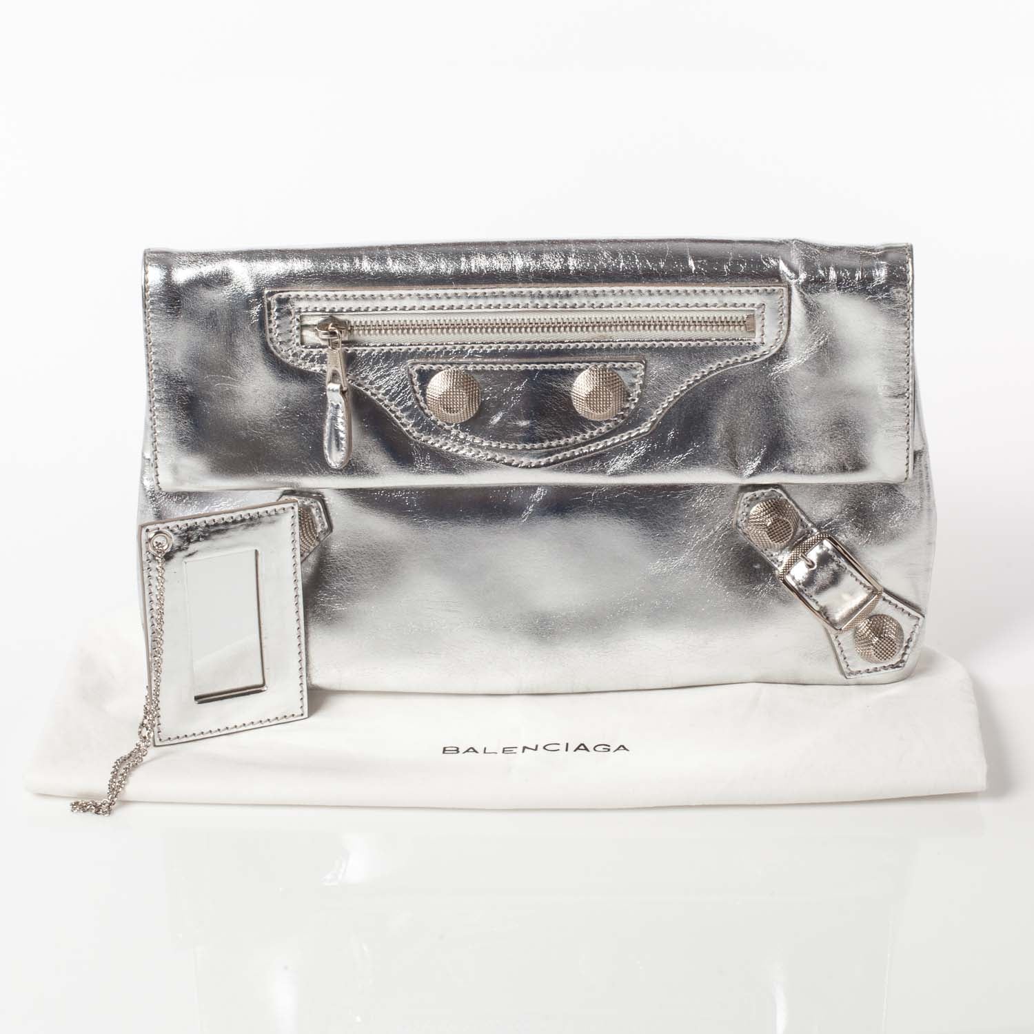 Balenciaga Laminated Calfskin Giant 21 Envelope Clutch Silver Hardware 11 of 11