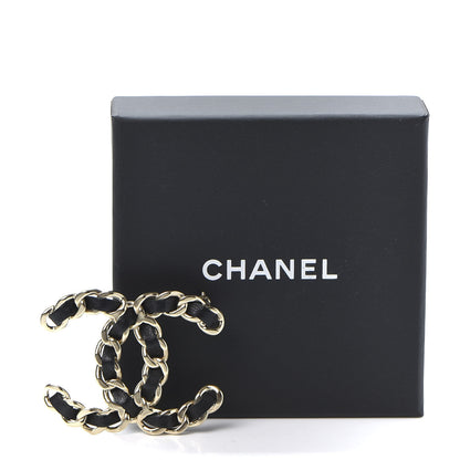 Chanel Lambskin Chain CC Brooch Black Gold 4 of 4