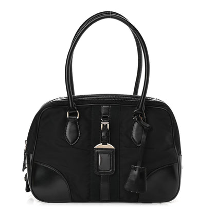 Prada Tessuto Nylon Box Calf Bowling Bag Black 1 of 14