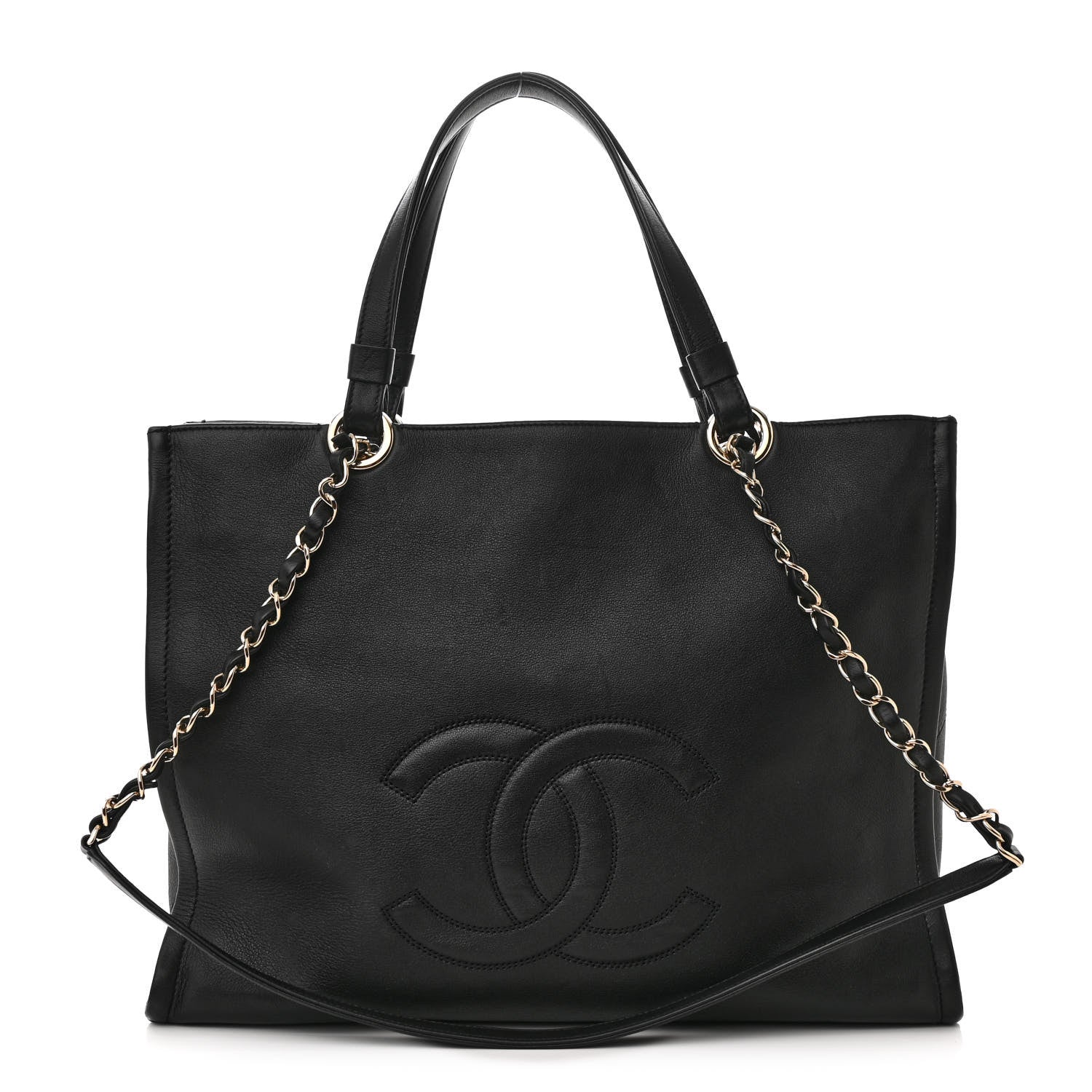 Chanel Calfskin CC Zipped Shopping Tote Black 1 of 10