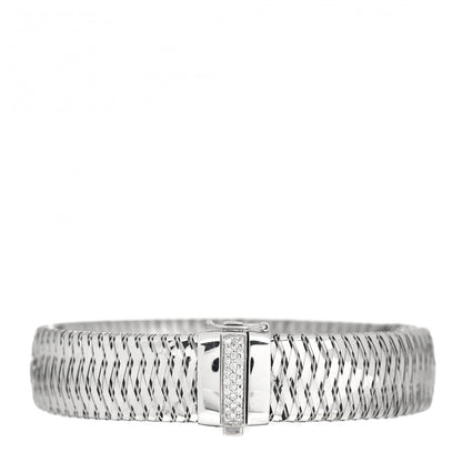 Roberto Coin 18K White Gold Diamond XL Primavera Bangle Bracelet 1 of 4