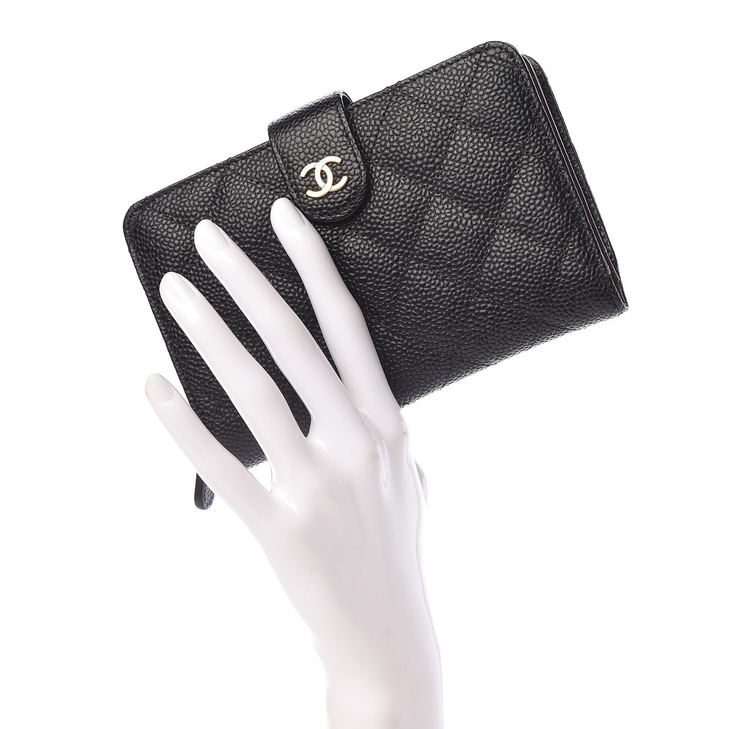 Caviar Quilted Zipped Pocket Wallet Black