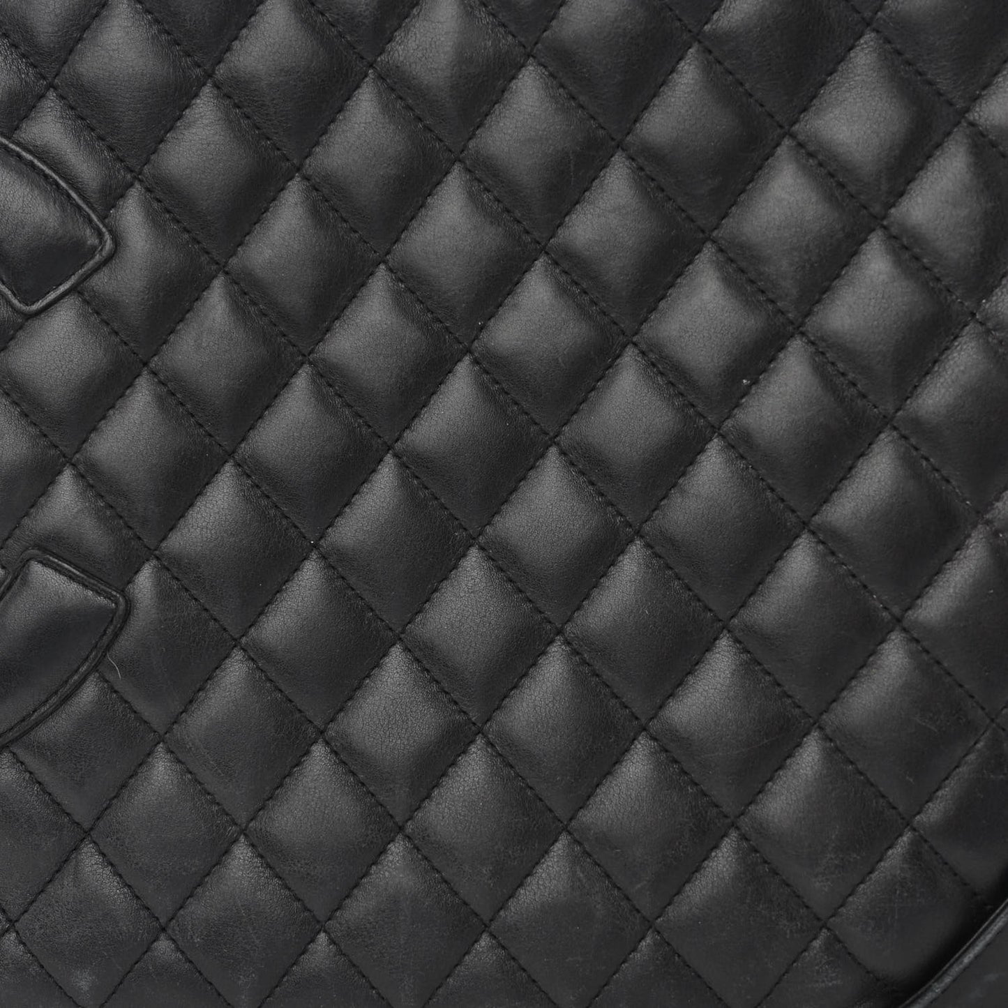 Calfskin Quilted Large Cambon Tote Black