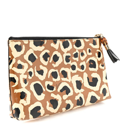 Gucci Calfskin Leopard Printed Large Pouch Tobacco 3 of 7