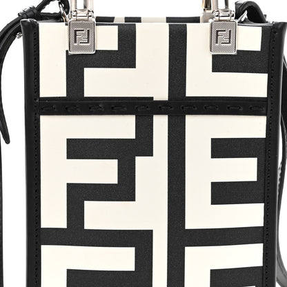 Fendi X MARC JACOBS Vitello King Plexiglass Logo Print Mini Fendi Sunshine Shopper Tote Black White 7 of 10